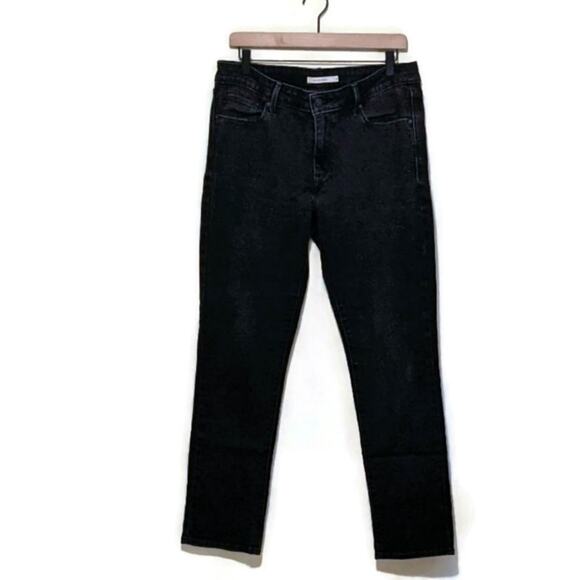 Levi's Mid Rise Straight Leg Black Denim Jean Size 12 - Picture 1 of 10
